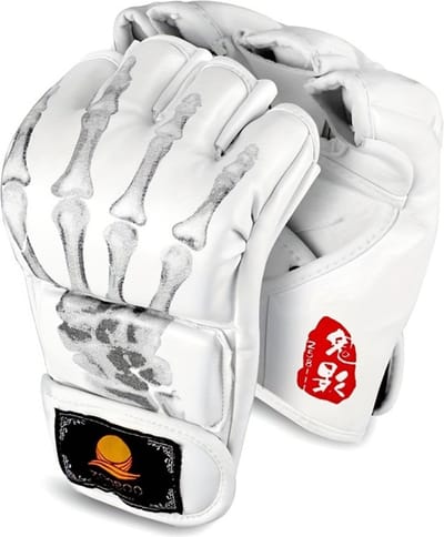 Bovista MMA Handschoenen - Gloves - Sparring Handschoenen - Heren - Dames - Grappling - Bokshandschoenen - Vecht Handschoenen - Wit - Skelet
