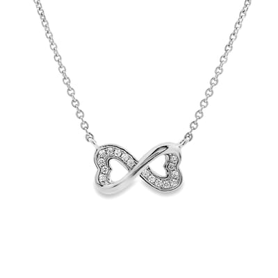Juwelier Zwartevalk - Zilveren (gerhodineerd) infinity ketting met zirkonia - 25.287