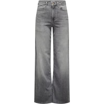 Only grijze dames jeans   High waist   Madison   Stonewash wassing   Wide leg fit   5-Pocket zakken   Knoop- en ritssluiting   High waist Grijs S/32
