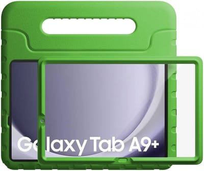 HappyCase Candy+ Kinder Hoes Geschikt voor Samsung Tab A11 Plus / Tab A9 Plus | Tablethoes met Ingebouwde Screenprotector | Kindvriendelijk | Beschermhoes | Handvat en Standaard | Kinderhoes | Groen
