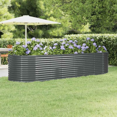 vidaXL - Plantenbak - 322x100x68 - cm - gegalvaniseerd - staal - antracietkleurig
