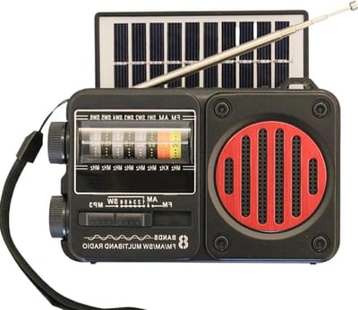 Draagbare Radio - Zonne-energie Zaklamp - Noodsituaties Buiten - Veelzijdige Oplaadmethoden - 14 x 9 x 4.5 cm - Zwart