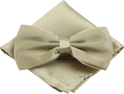 Fako Fashion - Vlinderstrik Inclusief Pochette - Vlinderdas - Strikje - Pochet - Beige
