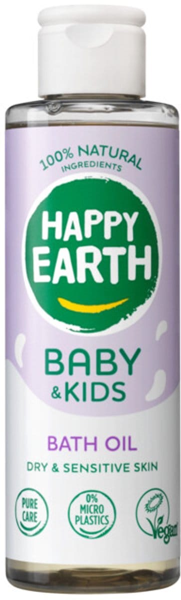 Happy Earth Badolie Baby & Kids - 100% Natuurlijke Ingrediënten - Microplasticvrij - Babyverzorging – Met plantaardige huidverzachter – Geschikt voor pasgeborenen - 150mL