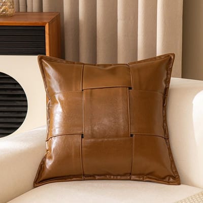 45X45CM Luxe Bruine Sierkussenhoes Eenvoudige Antieke Taillekussenhoes Decor Huis Decoratieve Kussensloop 45x45cm