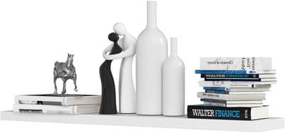 Wandplank PS-5 Wit 100cm - Modulaire zwevende wandplank van gelamineerd MDF met ABS-randafwerking, ideaal voor eigentijdse interieurs. Eenvoudig te monteren met mat wit frontdesign.