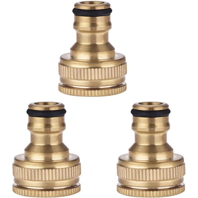 3 Stuks Messing Slangkraanaansluiting 1/2 Inch 3/4 Inch Tuinslangadapter Draad Pijpkraan beige