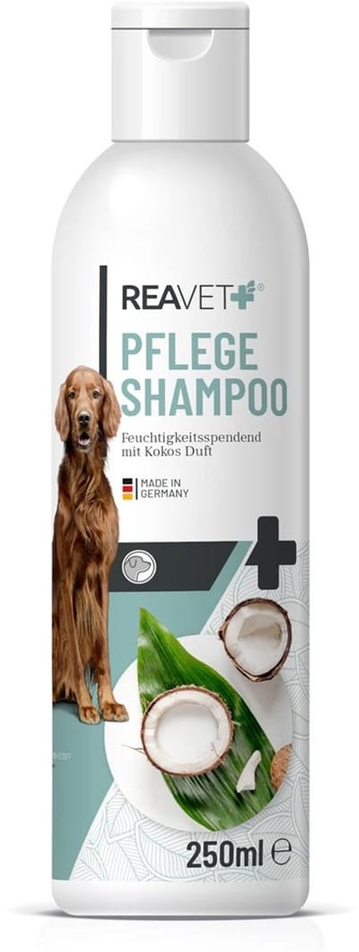 ReaVET - Shampoo met Kokos voor honden (250ml) | Zacht & pH-neutraal | Zijdezachte glans - voor volume en veerkracht | Makkelijk doorkambaar - voorkomt klitten