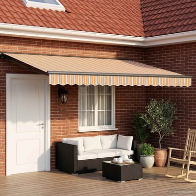 vidaXL - Handbediende - luifel - met - LED's - Blauw, - Oranje, - Anthraciet - 4 - × - 3 - m