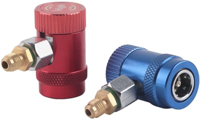 Dailygoods - R1234Yf Adapter - Professionele Snelkoppelingen - Geschikt voor Koelmiddelen - 90° Connector - Ideaal voor Airconditioning - Messing Mate...