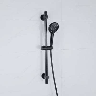 Adema Sparkle 2.0 Glijstangset - 70cm glijstang - ronde handdouche - metalen doucheslang - mat zwart
