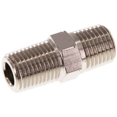 1/4'' NPT x R 1/4'' Vernikkeld Messing Borstnippel 60 Bar
