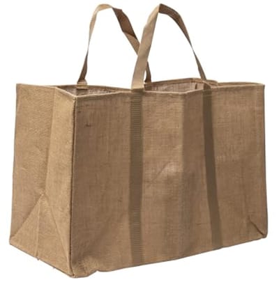 Houten tas van natuurlijk jute voor haardhout