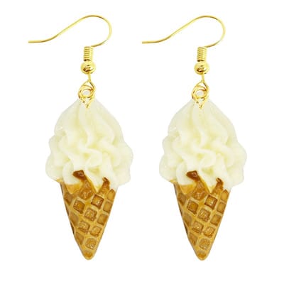 Fako Bijoux® - Oorbellen - IJsjes Met Softijs - 15x51mm - Wit/Beige