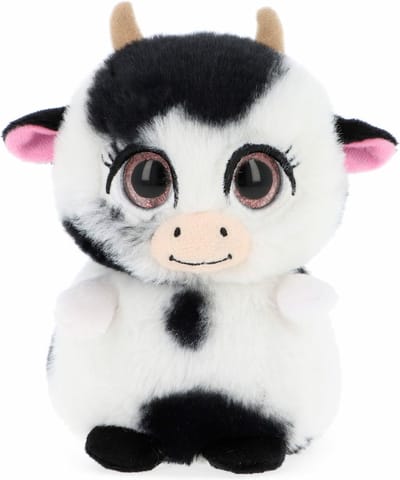 Keel Toys Knuffeldier kleine koe - zachte pluche stof - premium kwaliteit knuffels - wit/zwart - 14 cm - boerderij knuffels