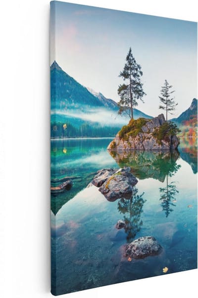 Artaza Canvas Schilderij Landschap - 20x30 cm - Klein - Wanddecoratie Bergen - Muurdecoratie Natuur - Kamer Accessoires Bos