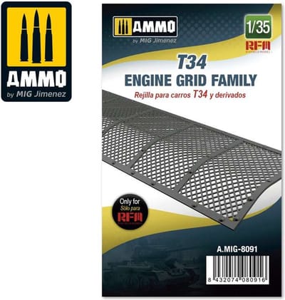 AMMO by Mig Jimenez Modelbouwpakket - AMMO MIG 8091 T34 Engine Grid Family Resin onderdeel - 1:35 - Modelbouw
