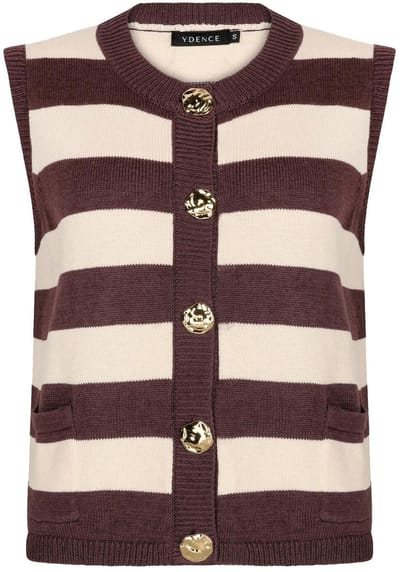 Ydence Gilet Knitted Top Judith Hsk2603 Brown/ecru Dames Maat - S