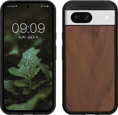 kwmobile telefoonhoesje geschikt voor Google Pixel 8a - Hoesje met bumper in bruin - Backcover - hout