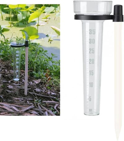 Regenmeter met Paal - Watermeter Tuin - Tuinonderhoud Meten - Transparant Makkelijk Afleesbaar - 35 mm Schaal - Transparant