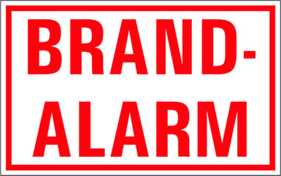 Brandalarm tekststicker 200 x 125 mm