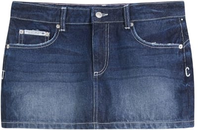 Juicy Couture Juicy Couture Stretch Denim Low Rise Mini Skirt Back Pocket Dog Crest - Maat W28