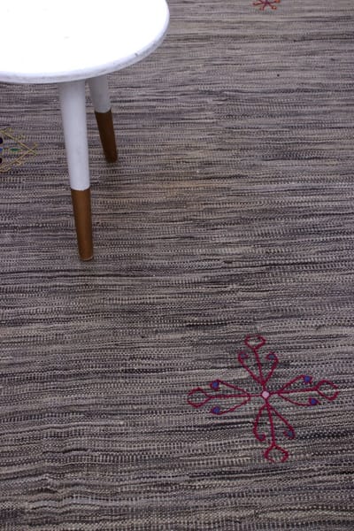 Grijs Tapijt Laagpolig Handgeweven Wollen Vloerkleed - Koho Afghan Modern Kelim 249x173 - 249x173cm- Modern - Woonkamer - Salon - Slaapkamer - Eetkamer