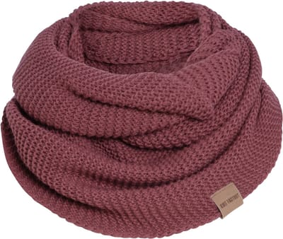 Knit Factory Jamie Gebreide Colsjaal - Ronde Sjaal - Nekwarmer - Wollen Sjaal - Rode Colsjaal - Dames sjaal - Heren sjaal - Unisex - Stone Red - One Size