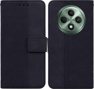 Coverup Hoesje - Geschikt voor OPPO Reno12 F 5G Hoesje - Coverup Geometric Book Case - Zwart