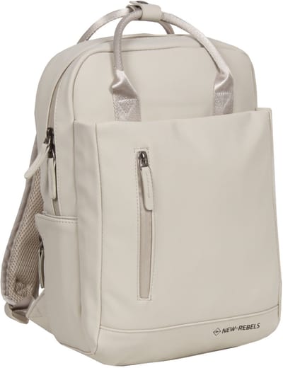 New Rebels Unisex Harper Miami Rugzak - 9L waterdichte rugzak met dubbele sluiting - 13 inch laptopvak - Waterafstotende ritssluiting - Gewatteerde riemen, ideaal voor werk & school - Beige