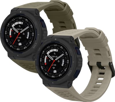 kwmobile 2x horlogebandjes geschikt voor Amazfit Active Edge (A2212) bandje - Smartwatch bandjes van TPU - Activity tracker horloge band in donkergroen / grijs