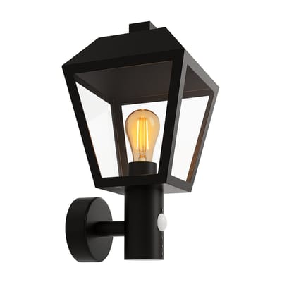 Luminize® Buitenlamp met Bewegingssensor - Wandlamp voor Buiten - Lamp met Instelbare Sensor - E27 Fitting Voordeurlamp - Deurlamp - 220V tot 240V - IP44 Verlichting - 20x15x30cm - Zwart
