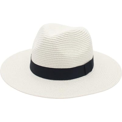 Lente en Zomer Verkoop Strooien Hoed Vierkant Zwart Lint Hoed voor Mannen en Vrouwen Jazz Hoed Panamahoed (as the picture,58) white