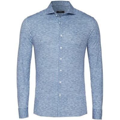 Desoto Luxury Overhemd Linnen Look Stripe Denim Blue / male