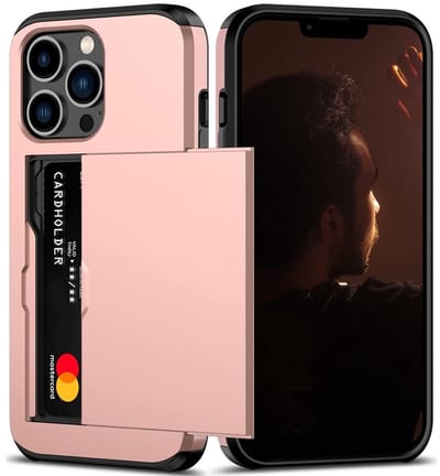 Mobiq pashouder hoesje geschikt voor iPhone 13 Pro Max | vakje voor pasjes rosé gold