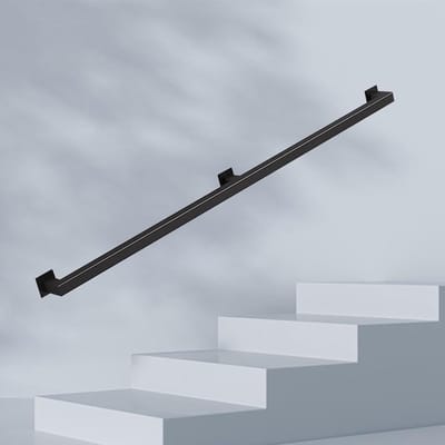 Trapleuning metaal - Steunrail buiten - Veilig traplopen - Roestwerende coating - 200cm lengte - Zwart