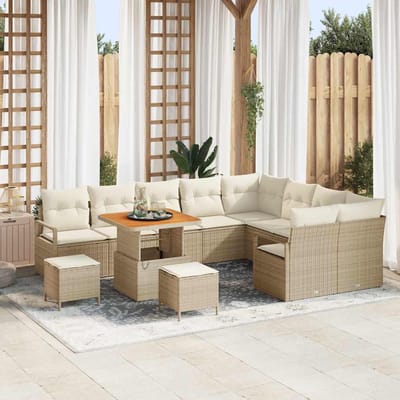 vidaXL - Tuinbank - Set - 12 - st - 11-Aantal - zitplaatsen - Beige - en - Crème