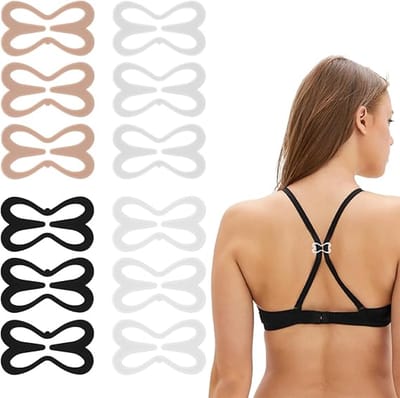 12-pack bh-bandclips om racerback-bh-bandjes te maken om te verschuiven, decolletécontrole, kruisconverters (veelkleurig, 12-pack)
