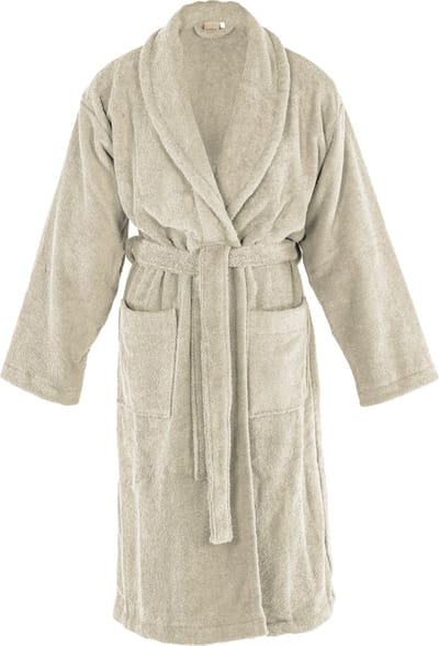 Tiseco Home Studio - Badjas DELUX - 100% katoen - 370 g/m² - badstof - unisex- riem en zakken - S/M - Zand