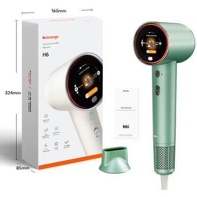 Uniorange H6 plasma-hogesnelheidshaardroger, bosgroen, HD LCD-scherm, 5 slimme standen, 1600 W vermogen en 1 miljard plasma-ionen, hogesnelheidsmotor