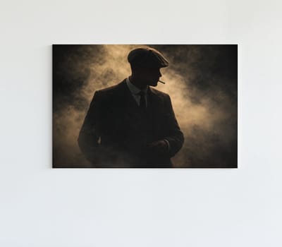 Canvas Schilderij - Vintage Gangster - Maffia Art - 60x40 cm