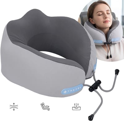 Reiskussen Voor De Nek Van Traagschuim Met Opbergtas - U-Vormige Ergonomische Ondersteuning Ademende Stof - Lichtgewicht Anti-Doorzakfunctie - Ideaal Voor Lange Vluchten En Thuisrust