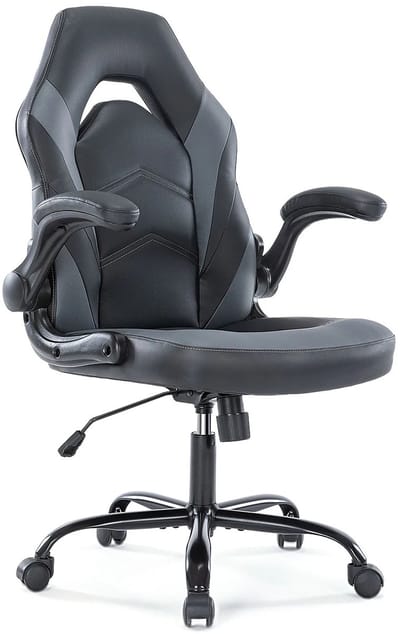 UFTA Ergonomische Bureaustoel - Home - Gaming - Met Wieltjes - Opklapbare Armleuning - Hoogteverstelling - Gevoerde - Grijs