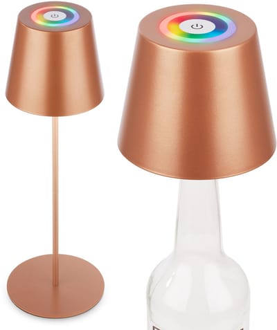BRILONER Calida - Oplaadbare Tafellamp - dimbaar - voor binnen en buiten - 3 in 1 - RGBW - IP44 - snoerloze - in hoogte verstelbaar - 36 x Ø 10,5 cm - bronskleurig