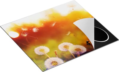 Chefcare Inductie Beschermer Paardenbloemen tijdens Zonsondergang - 60x50 cm - Afdekplaat Inductie - Kookplaat Beschermer - Inductie Mat