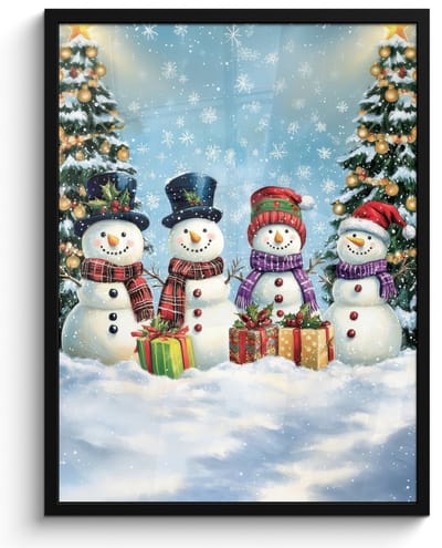 Poster in lijst - Fotolijst 60x80 cm - Posters - Vrolijk - Sneeuw - Kleurrijk - Posterlijst zwart - Decoratie - Wanddecoratie woonkamer - Muurdecoratie slaapkamer