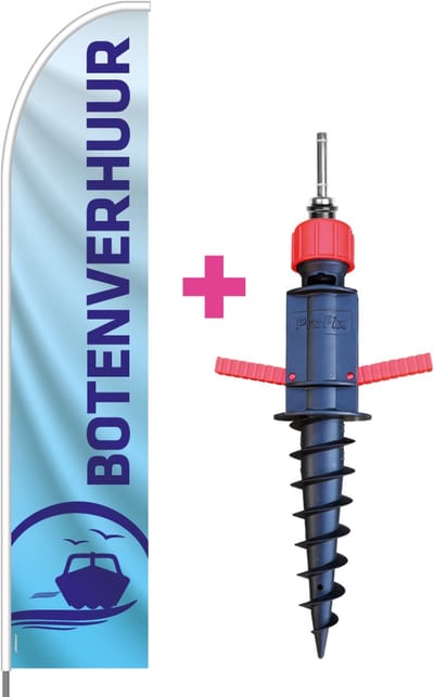 Beachflag - Botenverhuur - Vlag + Grondboor + Rotator + Hengelsysteem + Draagtas - Actievlag.nl