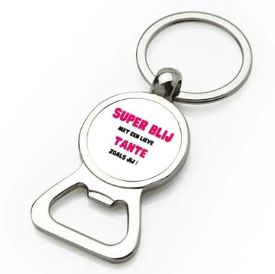 Akyol - super blij met een lieve tante zoals jij flesopener - Tante - de liefste tante - verjaardag - cadeautje voor tante - tante artikelen - kado - geschenk - 9 bij 3 cm