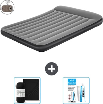 Bestway luchtbed - 2-Persoons - 152 x 203 x 30 cm - Grijs - Inclusief pomp - Hoeslaken en Reparatieset