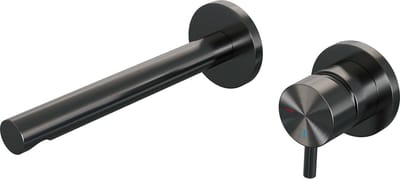 Brauer Gunmetal Edition - Wastafelkraan - Inbouw - Geborsteld Gunmetal PVD - 1 Greeps - Model B1 - Rechte Uitloop & Rozetten